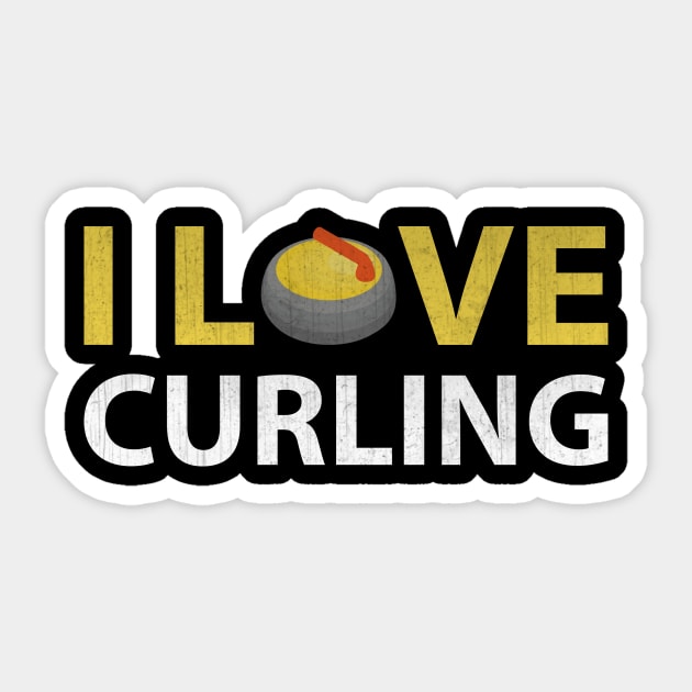 I Love Curling Gift Sticker by TheLostLatticework